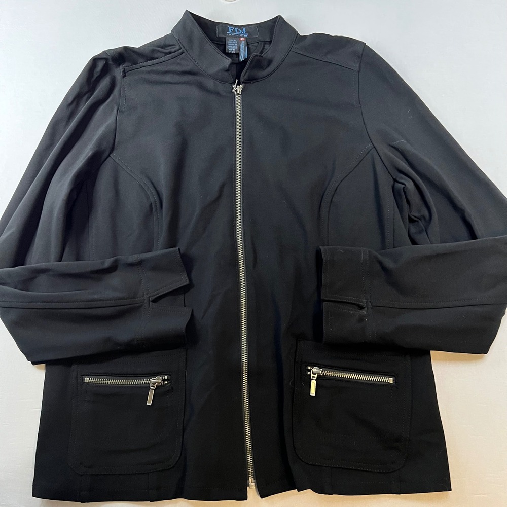 FDJ Womens Black Zippered Jacket Blazer | Casual